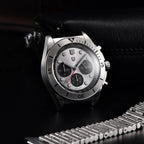 PAGANI Design PD-1705 retro VK63 chronograph with silver dial and black sub-dials front view