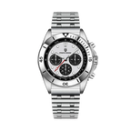 PAGANI DESIGN PD-1705 retro chronograph with white dial silver bezel and steel bracelet