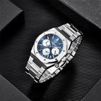 PAGANI DESIGN PD-1707 V3 men's chronograph watch with blue dial and stainless steel bracelet