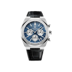 PAGANI DESIGN PD-1707 octagonal chronograph with blue dial and black leather strap front view