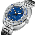 PAGANI DESIGN PD-1719 NH38 diver watch blue dial steel bracelet angled view