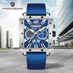 PAGANI DESIGN PD-1725 Mens Rectangular Quartz Watches Skeleton Automatic Date-PrimeTimepiece