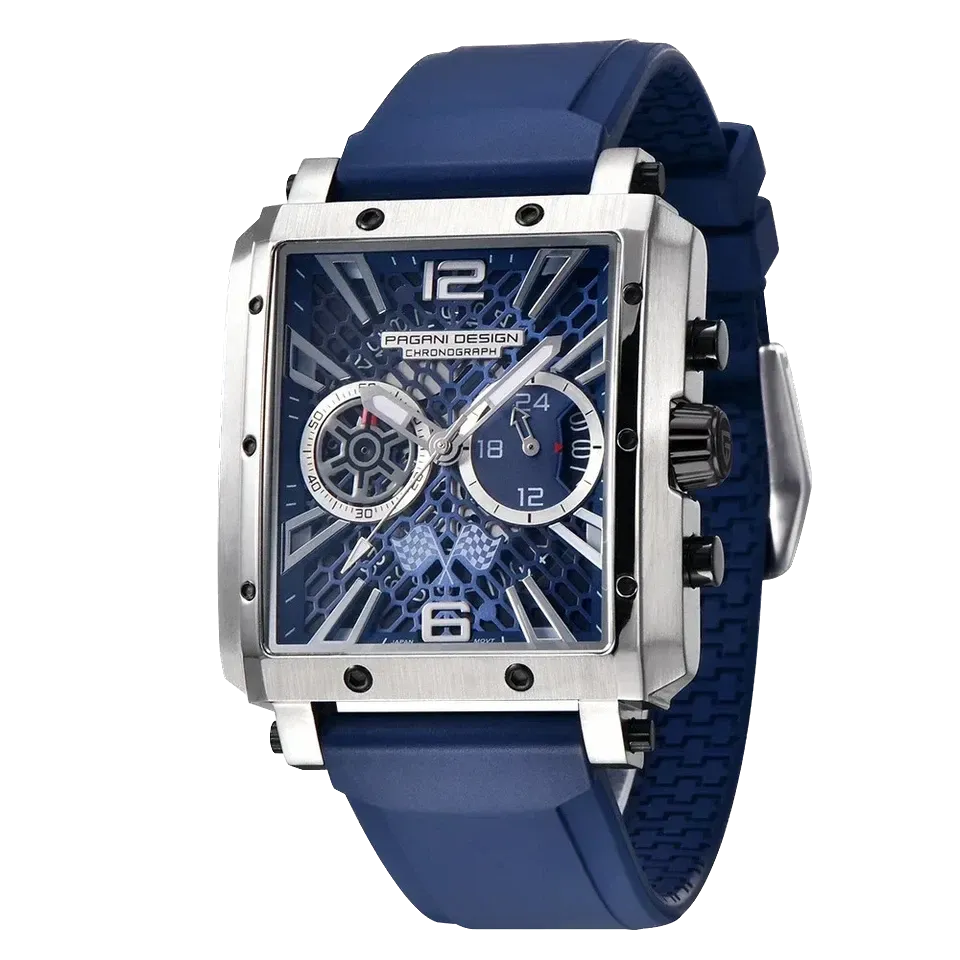 PAGANI DESIGN PD-1725 Mens Rectangular Quartz Watches Skeleton Automatic Date-PrimeTimepiece