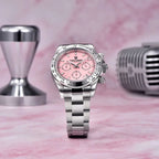 PAGANI DESIGN PD-1727 VK63 chronograph watch with pink dial and stainless steel bracelet