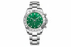 PAGANI DESIGN PD-1727 chronograph watch with green dial and steel bezel, front view