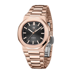 PAGANI DESIGN PD-1728 40mm automatic watch with black dial and rose gold case