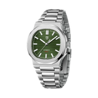 PAGANI DESIGN PD-1728 automatic watch with green dial, angled side view