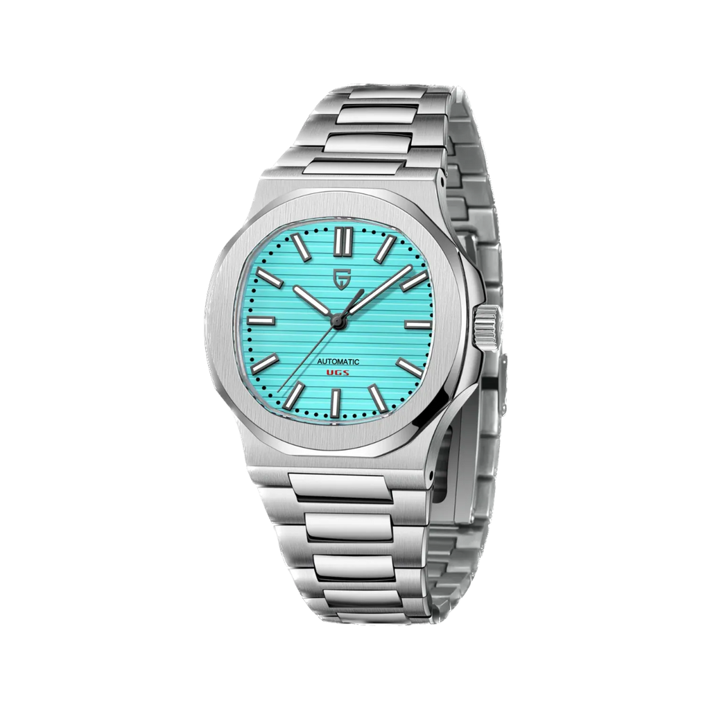 PAGANI DESIGN PD-1728 automatic watch with tiffany blue dial, side angle