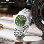 PAGANI DESIGN PD-1728 automatic watch with green textured dial and integrated steel bracelet