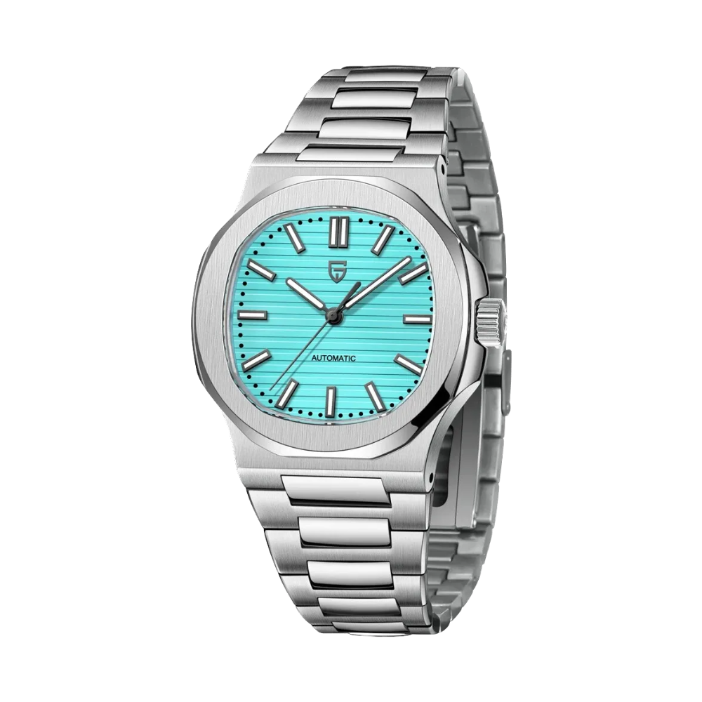 PAGANI DESIGN PD-1728 Men's Automatic Chronograph Watch with sky blue dial, detail view