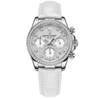 Pagani Design PD-1730 white leather strap version, sparkling silver dial and crystal-set steel bezel, 36mm quartz