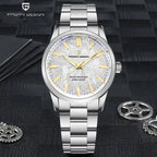 PAGANI DESIGN PD-1734 40MM watch with meteorite dial and steel bracelet, front view