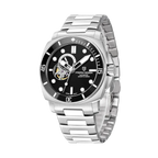 PAGANI DESIGN PD-1736 diver skeleton watch with black dial and steel bracelet, side view