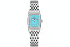 PAGANI DESIGN PD-1737 women's square watch with turquoise dial and rose gold bracelet, front