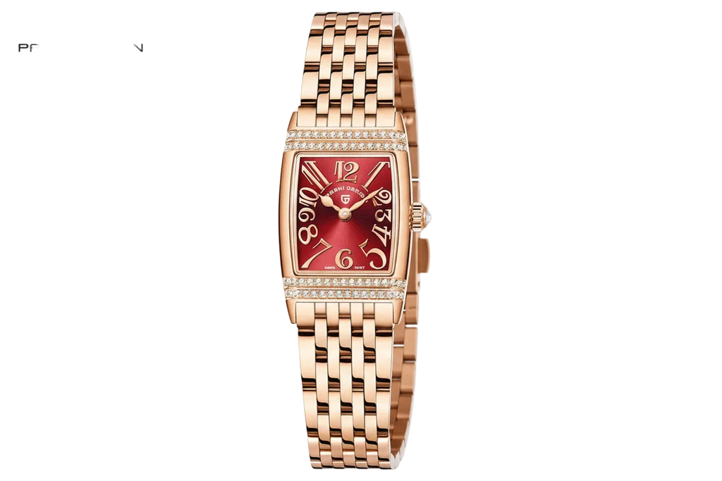 PAGANI DESIGN PD-1737 women's square watch with turquoise dial and silver bracelet, front view