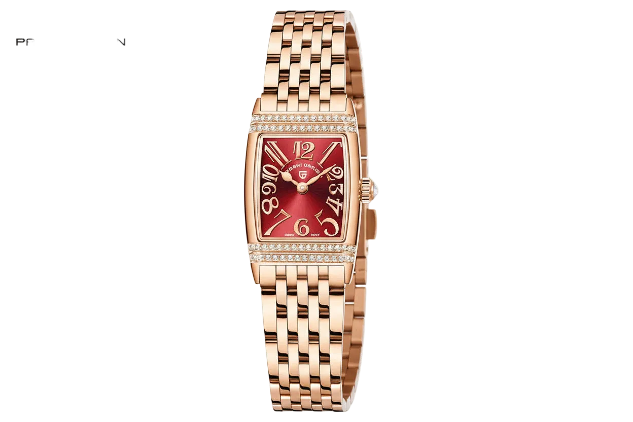 PAGANI DESIGN PD-1737 women's square watch with turquoise dial and silver bracelet, front view
