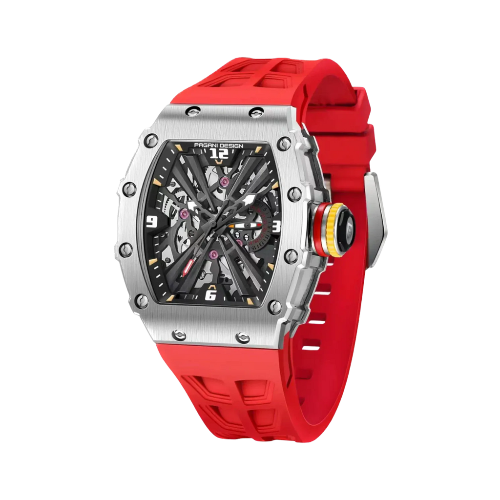 PAGANI DESIGN PD-1738, MILLE, with red dial, detail view