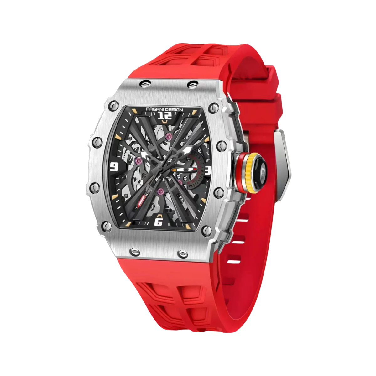 PAGANI DESIGN PD-1738, MILLE, with red dial, detail view