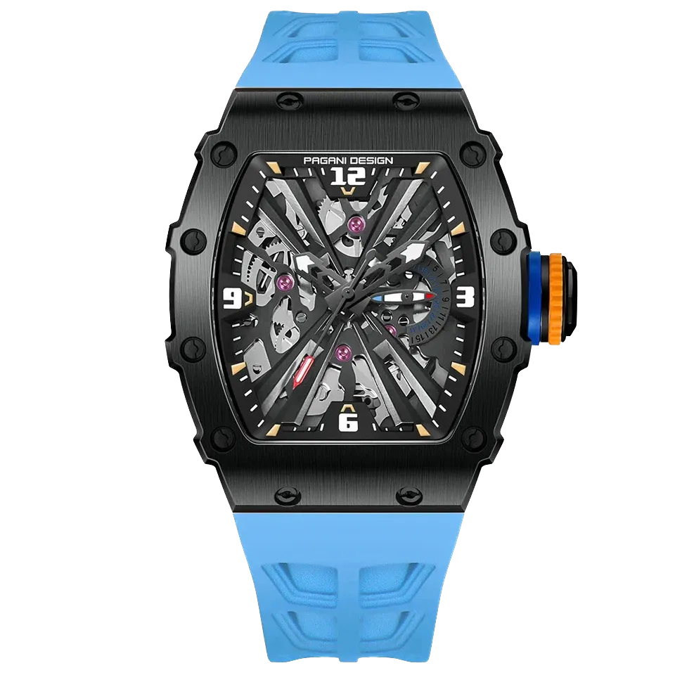 PAGANI DESIGN PD-1738 VH65 Skeleton MILLE Men's Quartz Watch Matte Black 10Bar-PrimeTimepiece