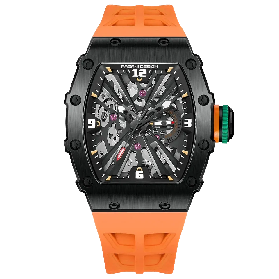 PAGANI DESIGN PD-1738 VH65 Skeleton MILLE Men's Quartz Watch Matte Black 10Bar-PrimeTimepiece