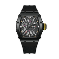 PAGANI DESIGN PD-1738 skeleton MILLE men's watch with matte black case and black rubber strap