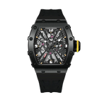 PAGANI DESIGN PD-1738 skeleton MILLE men's watch with matte black case and black rubber strap