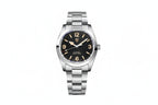 PAGANI DESIGN PD-1751 36mm men's watch with black dial and silver bracelet, front view