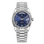 Pagani Design PD-1752 blue dial 36mm day-date with fluted steel bezel and steel bracelet