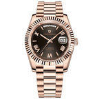 Pagani Design PD-1752 brown dial full rose gold day-date automatic, 36mm dress watch