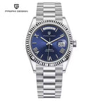 Pagani Design PD-1752 automatic watch silver blue dial front view