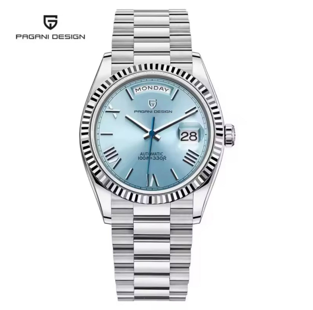 Pagani Design PD-1752 automatic watch silver iceblue dial front view