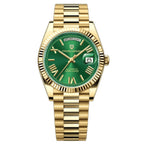 Pagani Design PD-1752 green dial full gold day-date automatic with fluted gold bezel