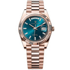 Pagani Design PD-1752 teal blue dial full rose gold day-date with baguette markers
