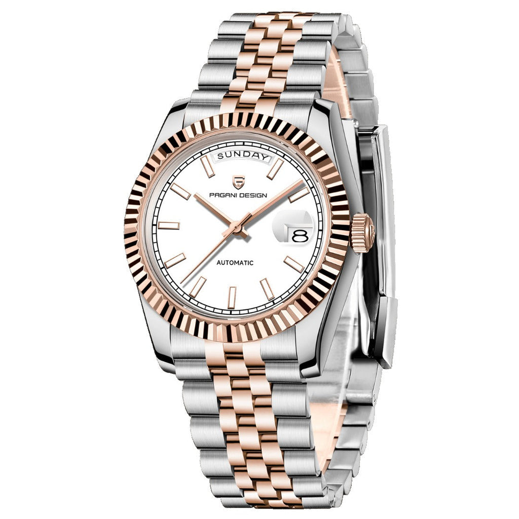 Pagani Design PD-1752 white dial two-tone steel and rose gold jubilee bracelet day-date