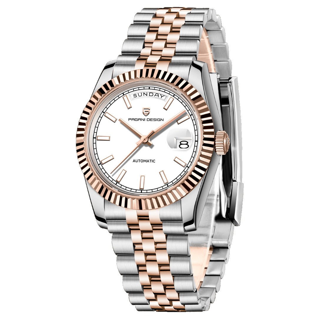 Pagani Design PD-1752 white dial two-tone steel and rose gold jubilee bracelet day-date