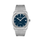 PAGANI DESIGN PD-1753 40mm automatic men's watch with blue dial and silver bracelet, front