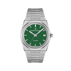 PAGANI DESIGN PD-1753 40mm automatic men's watch with green dial and silver bracelet, front
