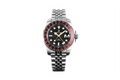PAGANI DESIGN PD-1758 GMT automatic men's watch with black dial and red GMT bezel, front view