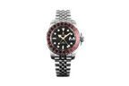 PAGANI DESIGN PD-1758 GMT automatic men's watch with black dial and red GMT bezel, front view