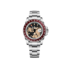 PAGANI DESIGN PD-1758 GMT automatic men's watch with black dial red bezel and silver bracelet