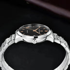 Pagani Design PD-1759 side view showing the ultra-thin case and polished crown, black dial visible