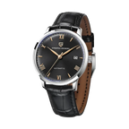 PAGANI DESIGN PD-1759 Ultra-Thin automatic watch with black dial and black leather strap