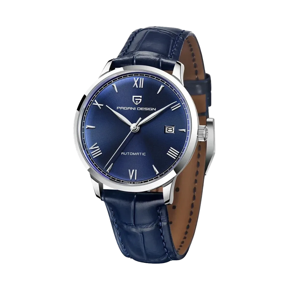 PAGANI DESIGN PD-1759 Ultra-Thin automatic watch with blue dial and blue leather strap