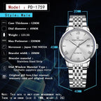 PAGANI DESIGN PD-1759 Ultra-Thin automatic watch specifications graphic with dimensions