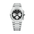 PAGANI DESIGN PD-1761 chronograph watch with black dial and steel bracelet front view
