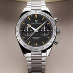 PAGANI DESIGN PD-1766 Moon chronograph watch with black dial and tachymeter bezel, front view