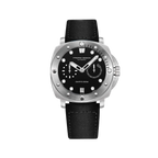 PAGANI DESIGN PD-1767 automatic diver watch with black dial and black canvas strap front view