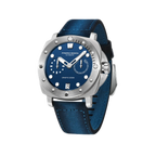 PAGANI DESIGN PD-1767 automatic diver watch with blue dial and blue canvas strap angled view