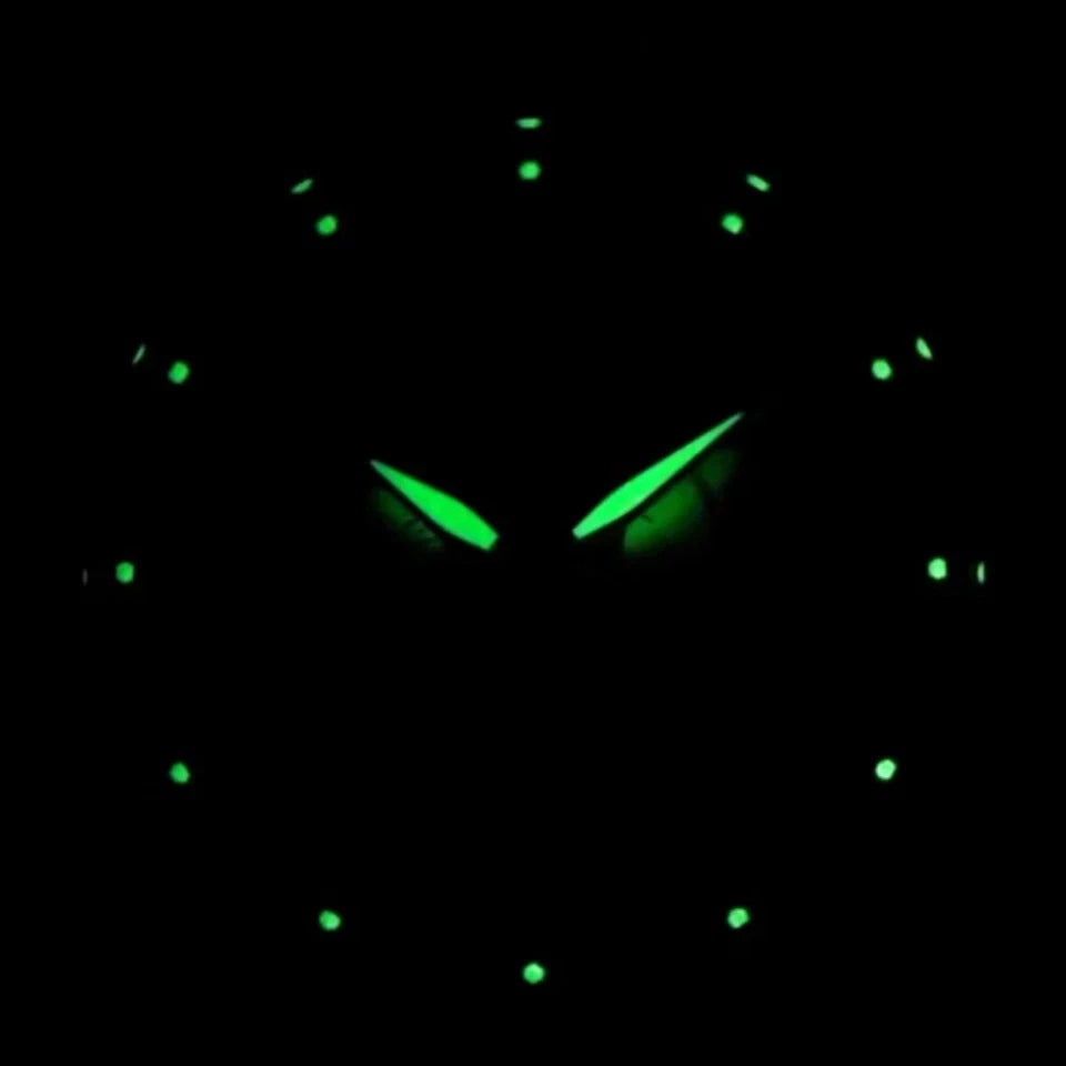 PAGANI DESIGN PD-1775 pilot chronograph watch dial green lume glow in darkness