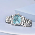 PAGANI DESIGN PD-1776 32mm women's watch with light blue dial and crystal-set bezel front view